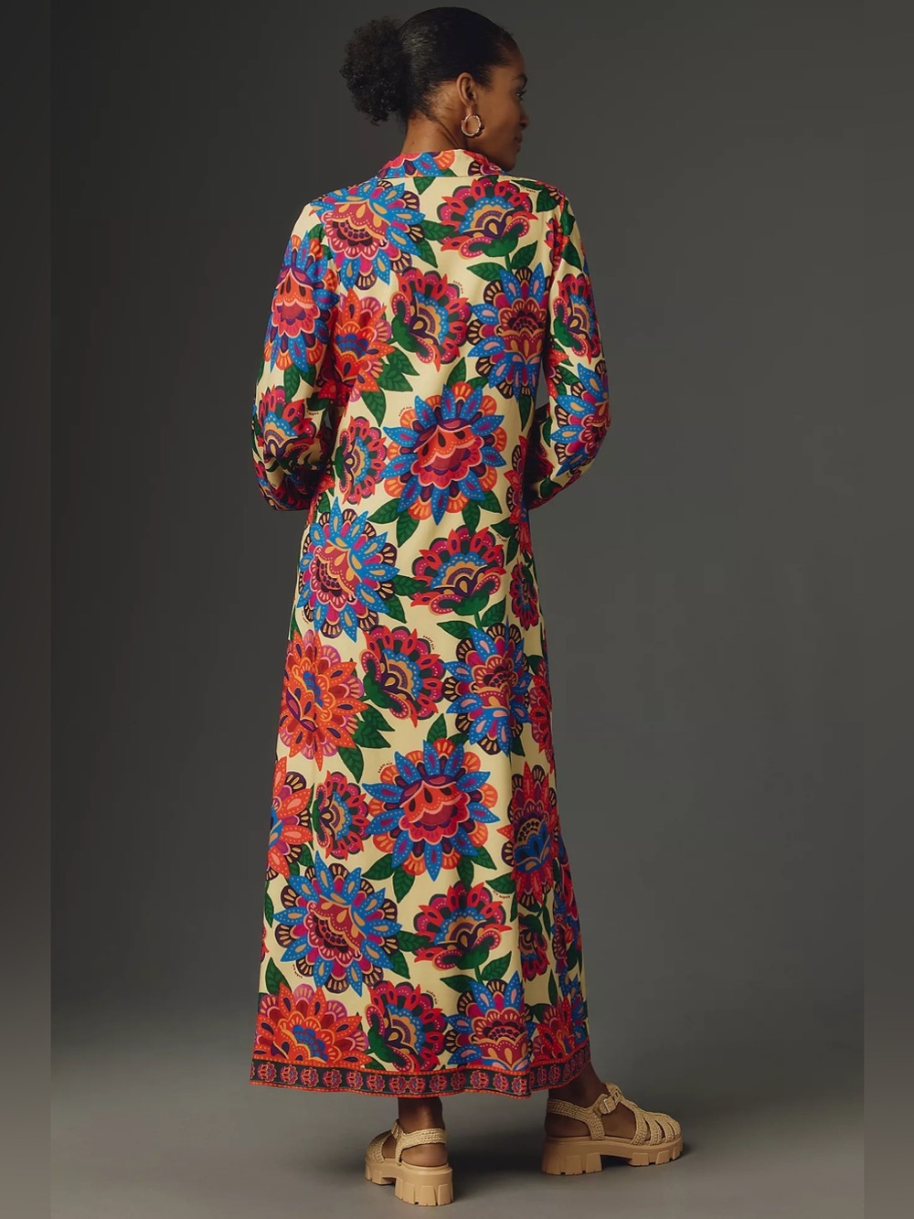 Farm Rio Long-Sleeve Button-Front Midi Dress - Picture 3 of 7
